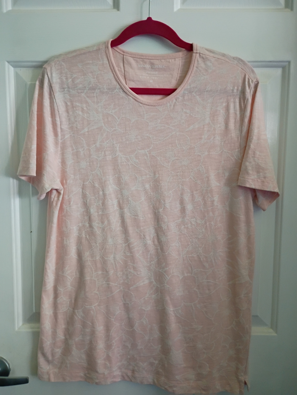 Light Peach Floral Print Men’s T‑Shirt
